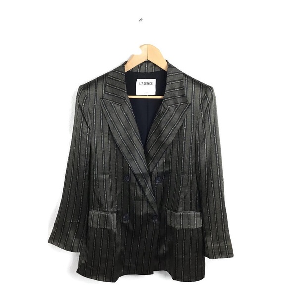 L’agence Jacket Taryn Blazer Double Breasted Silk - Picture 1 of 6